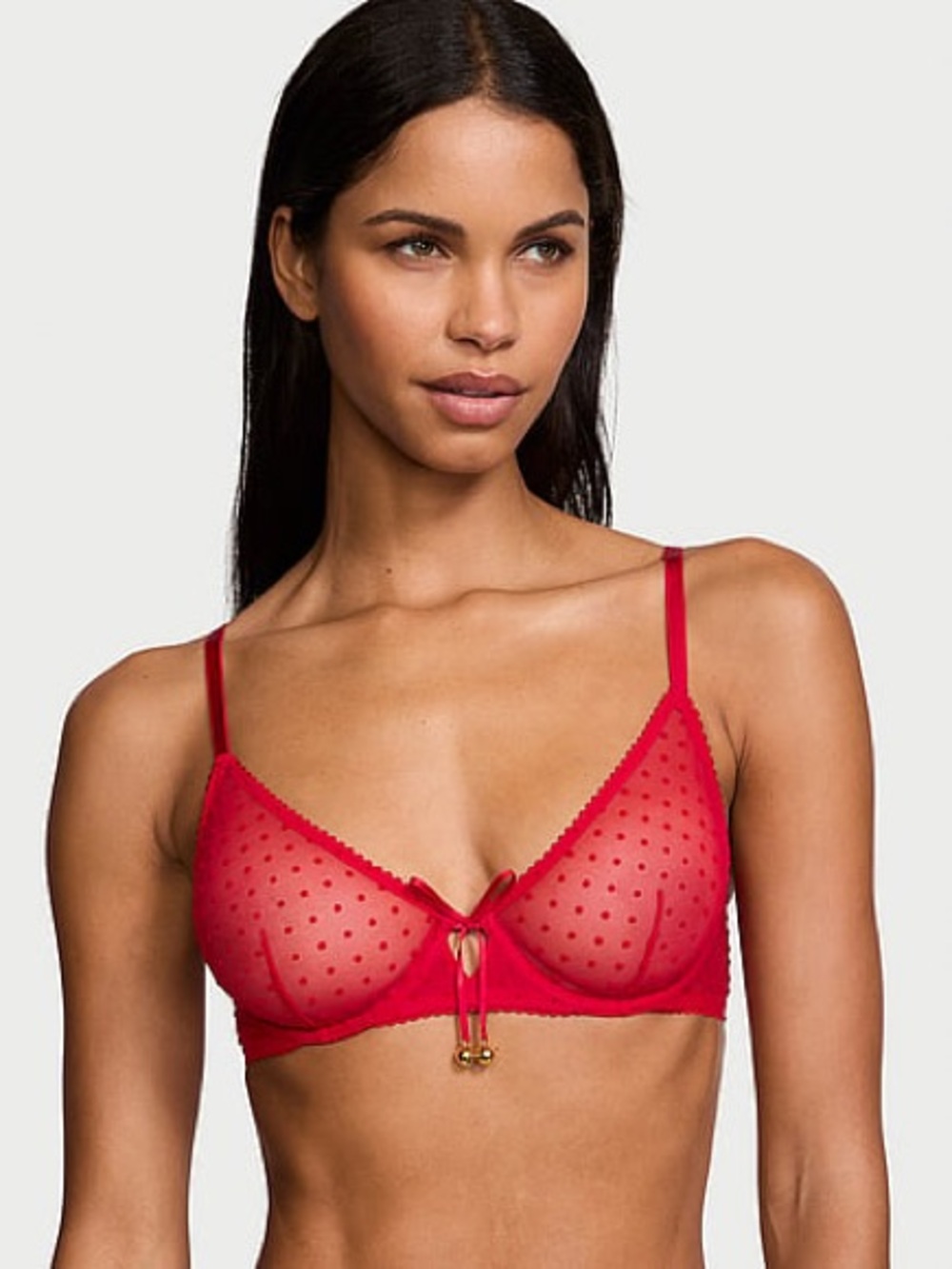 VICTORIA'S SECRET Very Sexy Jingle Bells Mesh Unlined Demi bra 34DD